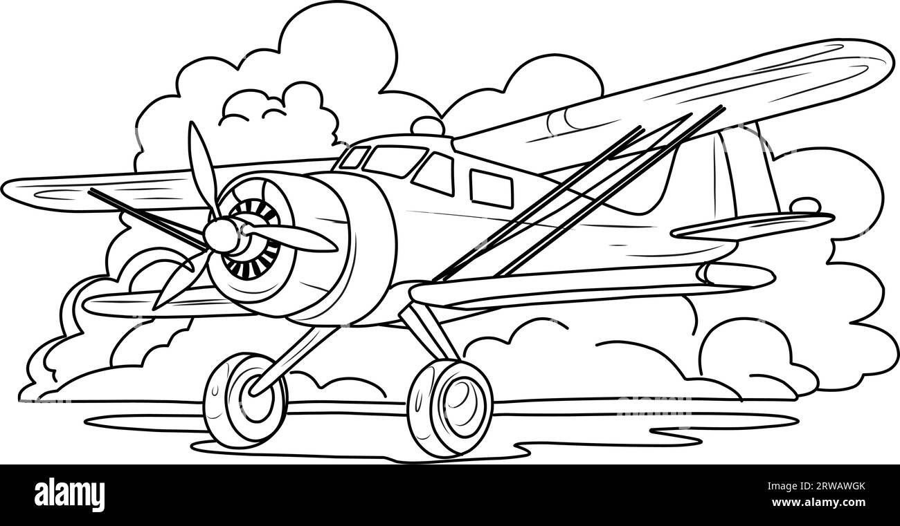 Coloring page maize plane, hang glider coloring book. Stock Vector