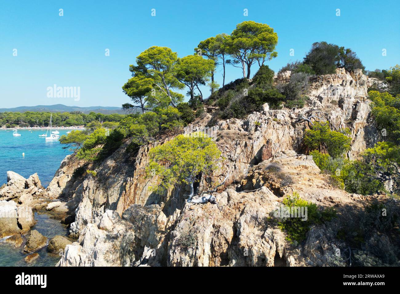 Aerial Photo of a rocky cliff by Plage de l'Estagnol in the Var ...