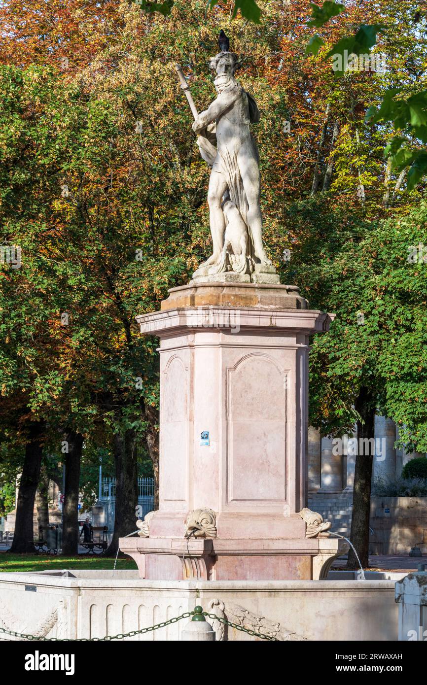 Neptune's fountain in Chalons Sur Saone, Bourgogne-Franche-Comte, Eastern France. Stock Photo