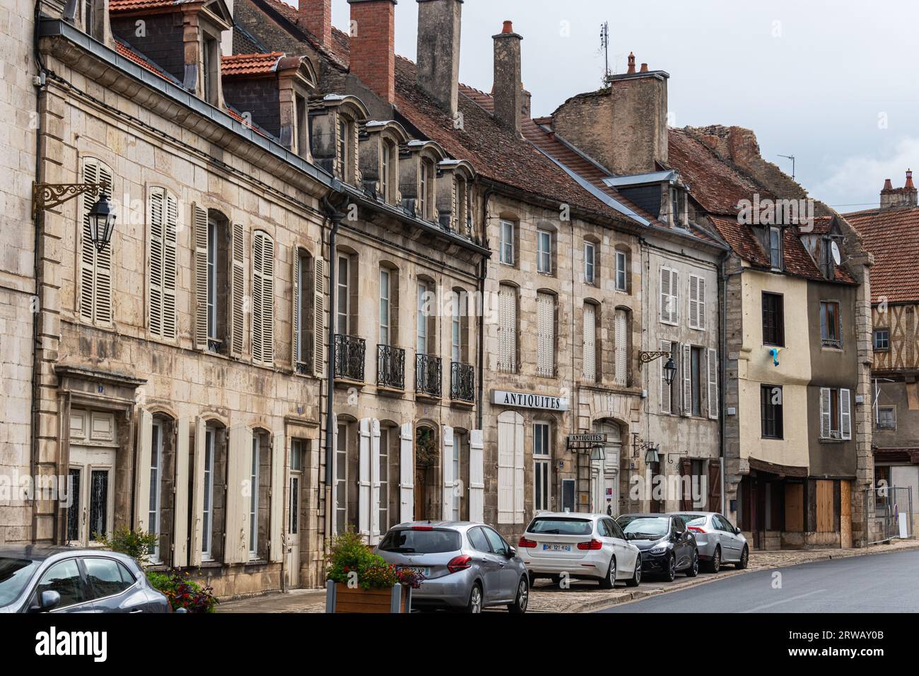 The Houses on Rue de Bourg in Chatillon sur Seine, Burgundy, France. Stock Photo
