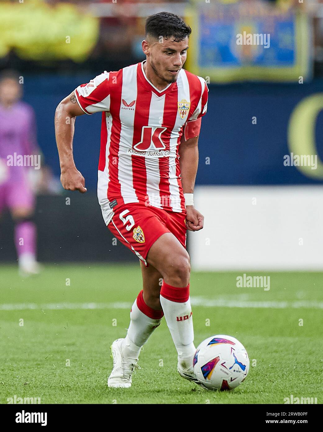 Villarreal, Spain. 17th Sep, 2023. Lucas Robertone of UD Almeria during the La Liga match between Villarreal CF and UD Almeria played at La Ceramica Stadium on September 17, 2023, in Villarreal, Spain. (Photo by Jose Torres /PRESSINPHOTO) Credit: PRESSINPHOTO SPORTS AGENCY/Alamy Live News Stock Photo