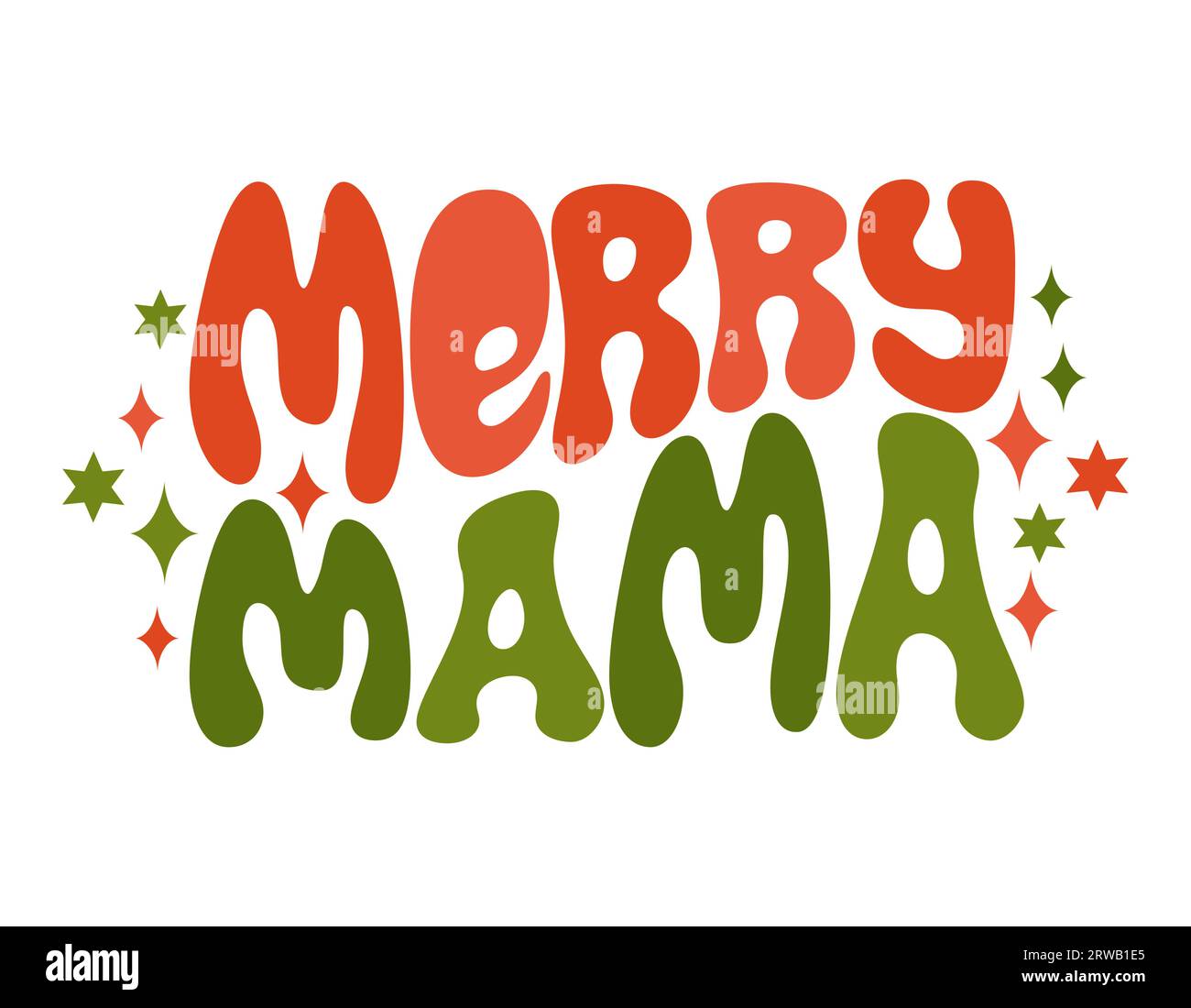 Merry Mama - Retro 70s groovy text quote. Stock Vector