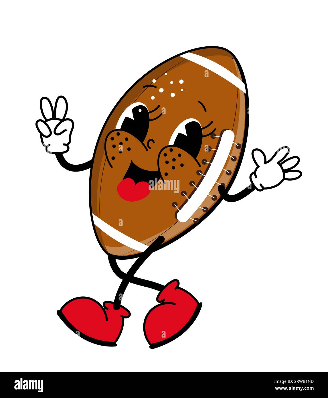 American football rugby ball - mascot character. Stock Vector