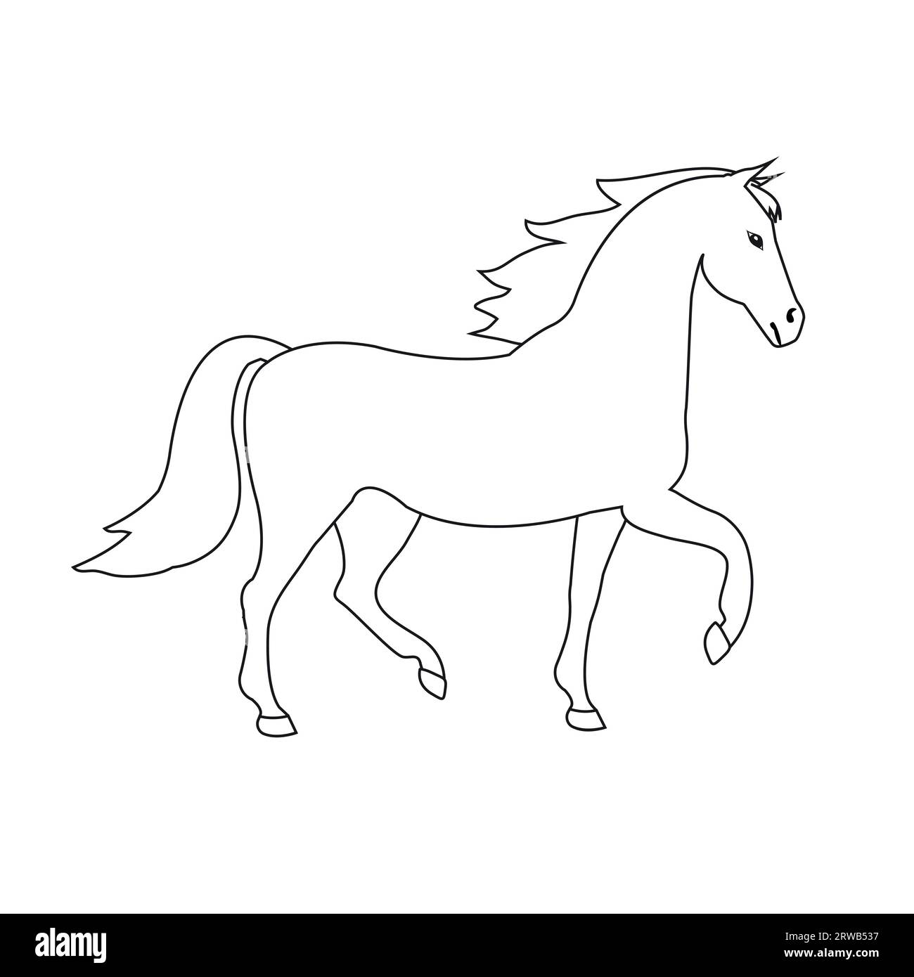 Vector hand drawn flat horse isolated on white background Stock Vector ...