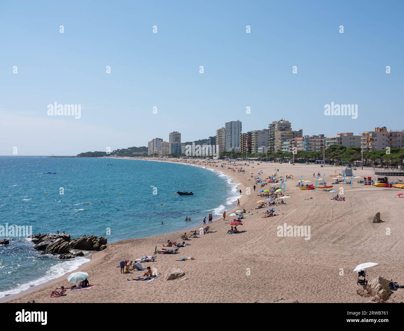 The beautiful coastline of Platja d'Aro, in Catalonia, Spain Stock ...