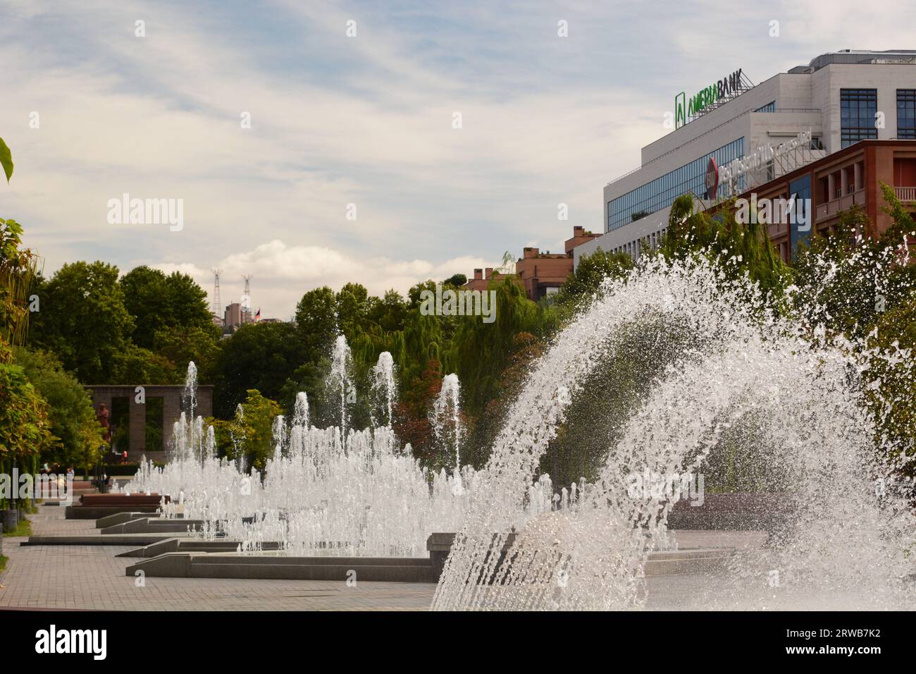 The fountains at Vardanyan's Park. Yerevan. Armenia Stock Photo