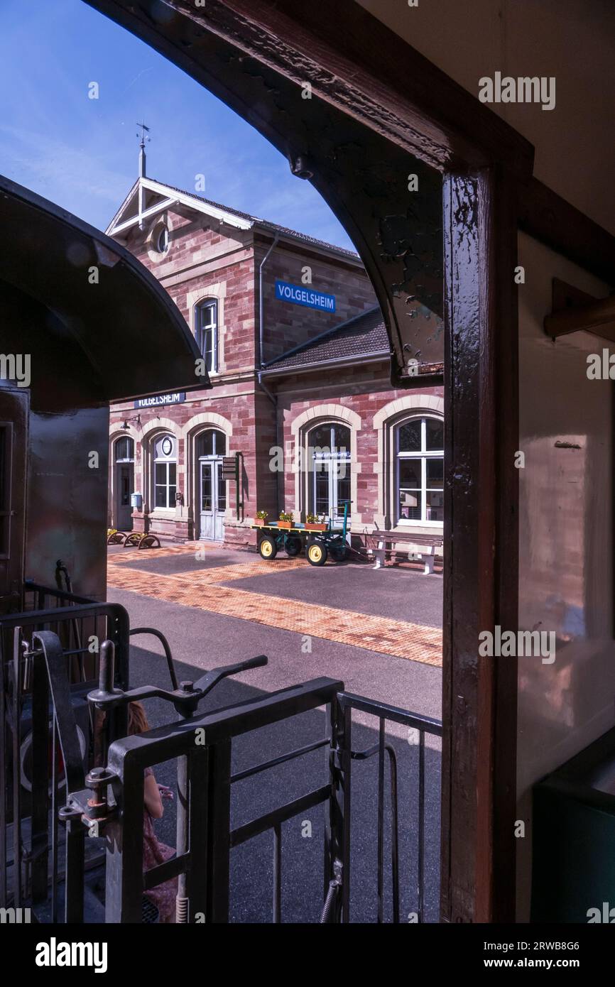 Vogelsheim station on the heritage railway 'Chemin De Fer Touristique Du Rhin at Vogelsheim France Stock Photo