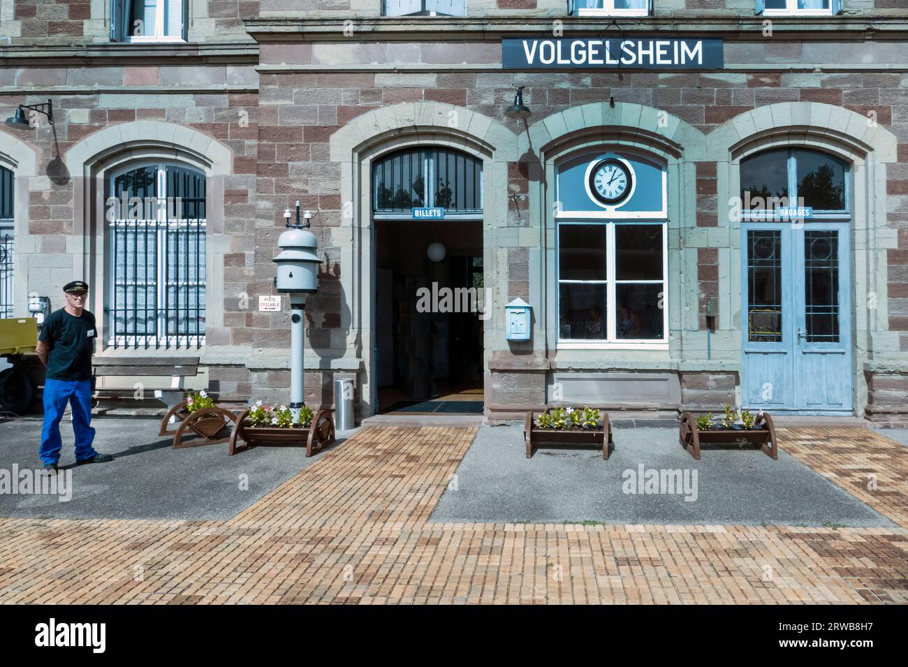 Vogelsheim station on the heritage railway 'Chemin De Fer Touristique Du Rhin at Vogelsheim France Stock Photo