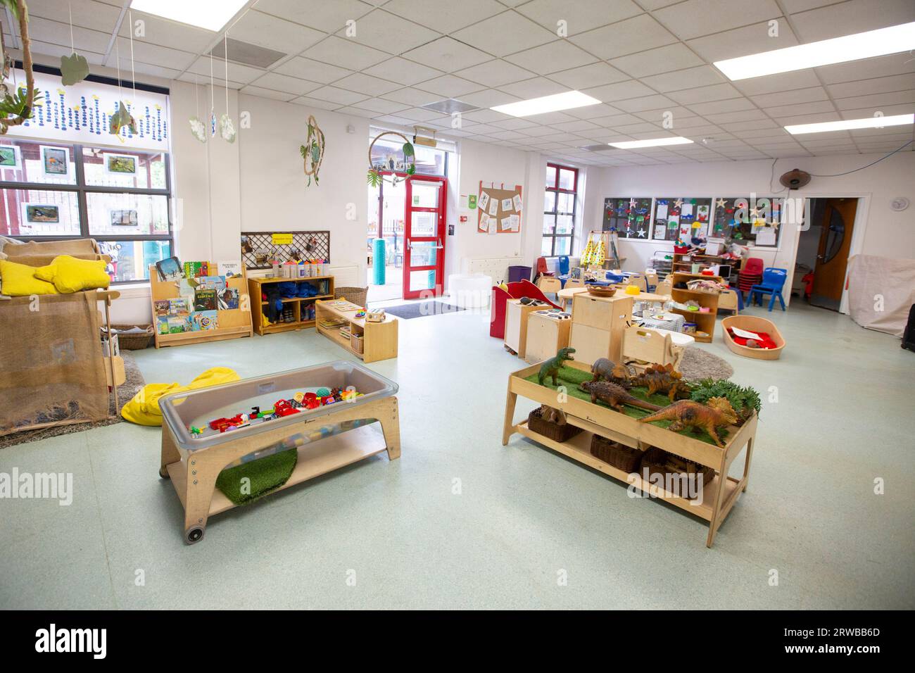Nursery classroom scene for primary aged school children full of ...