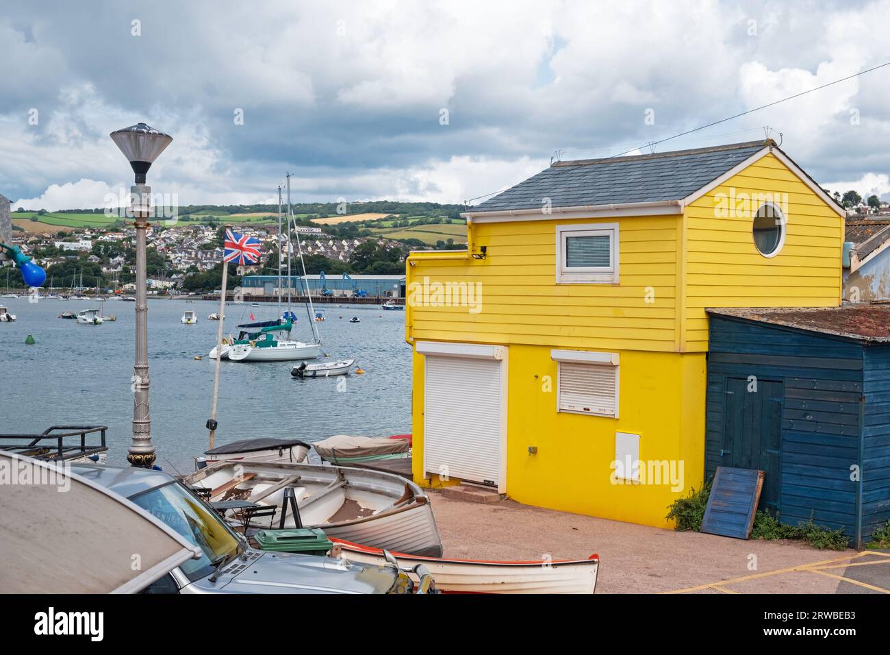View of the harbourside and dock at Teignmouth in Devon UK Stock Photo