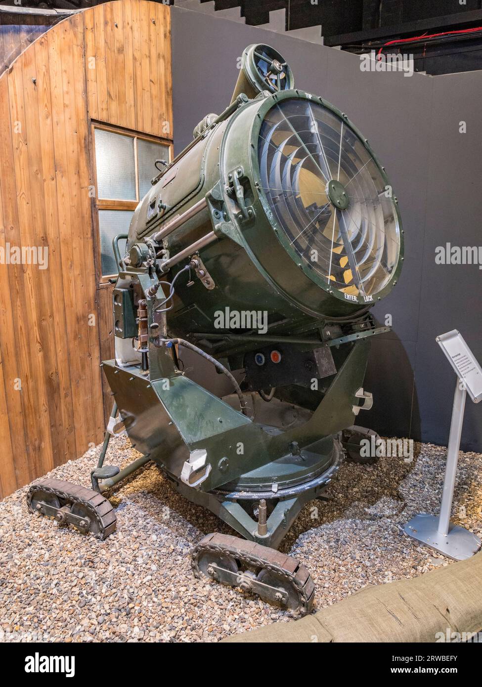 A British Projector AA 90cm Mark V light on display in the Royal Engineers Museum in Gillingham, Kent, UK. Stock Photo