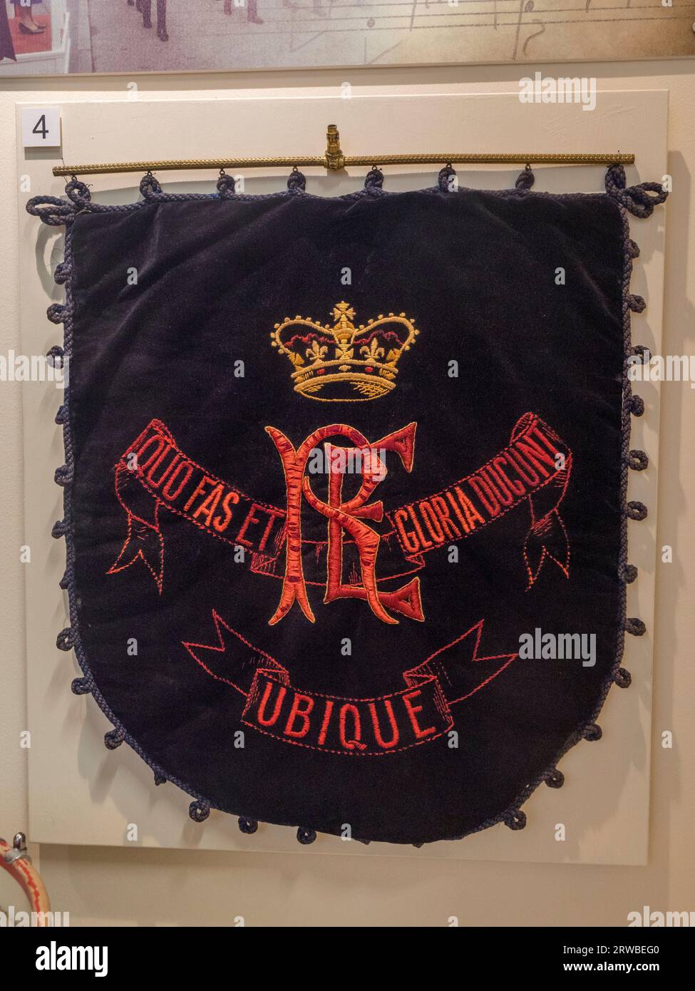 A Royal Engineers Band banner (c1880) on display in the Royal Engineers Museum in Gillingham