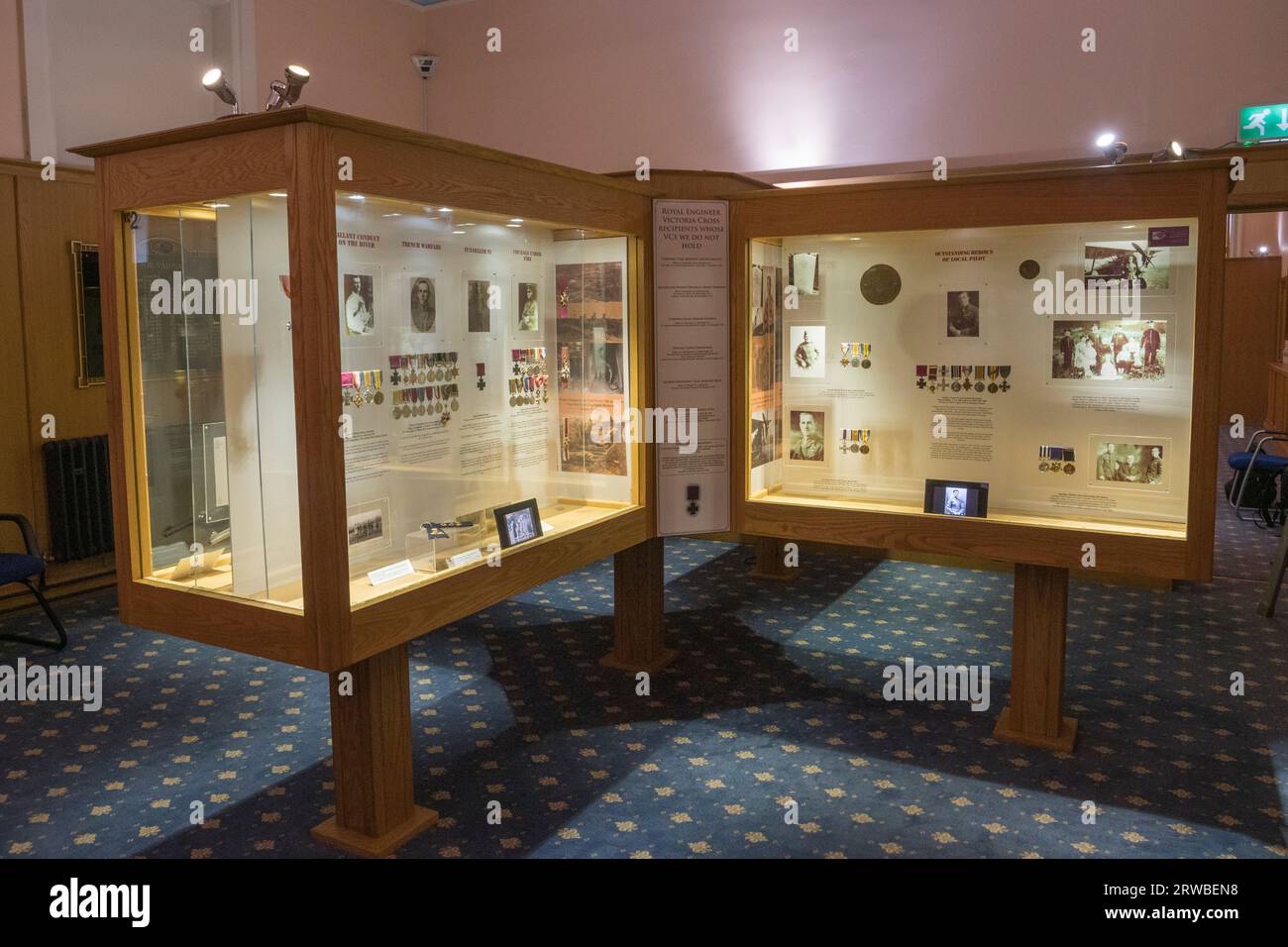 General view of Military Medals display in the Royal Engineers Museum in Gillingham, Kent, UK. Stock Photo
