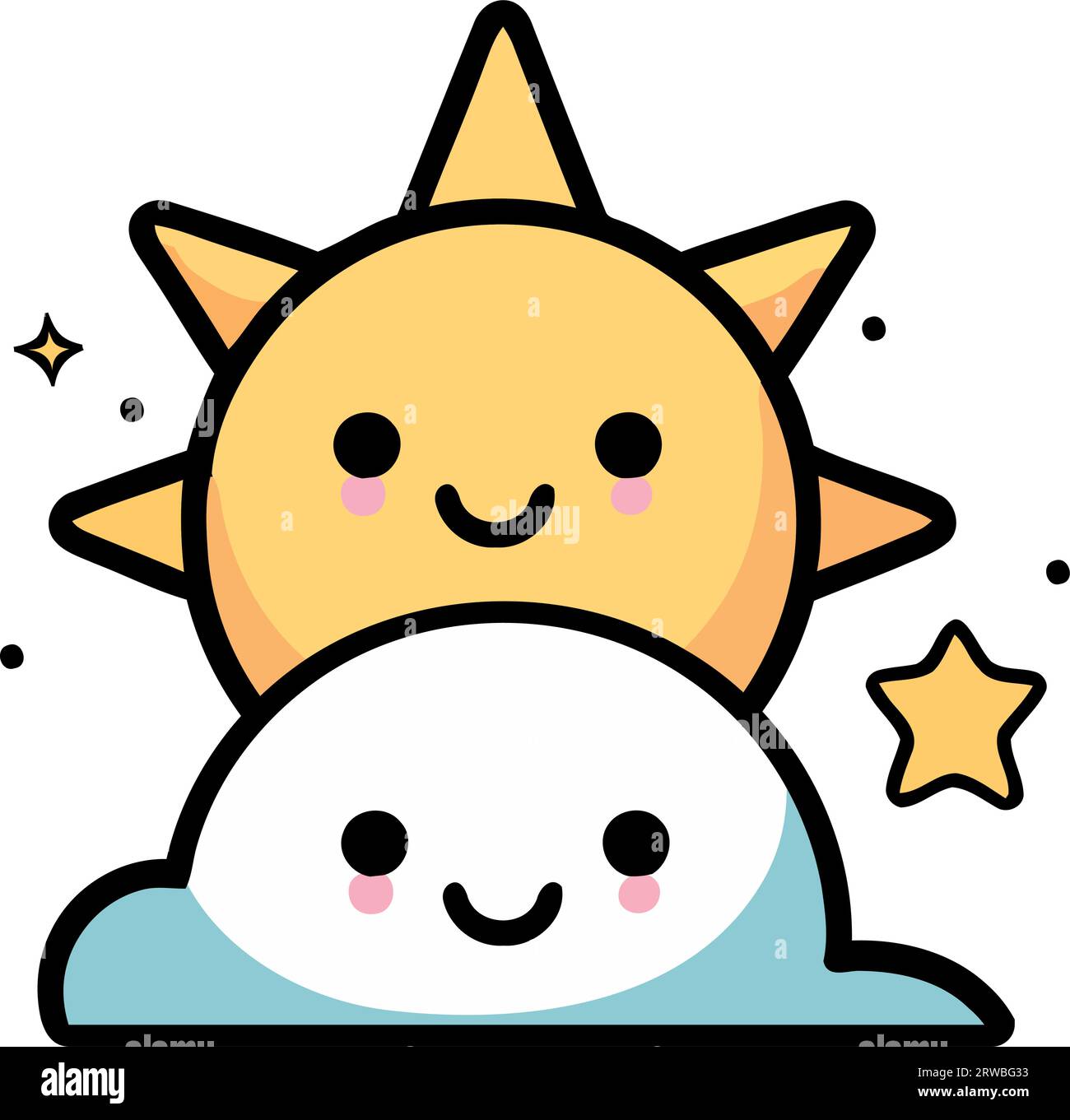 sun and cloud kawaii style Stock Vector Image & Art - Alamy