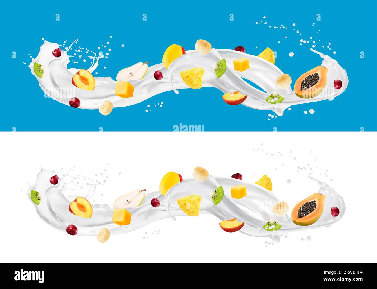 Dessert tropical fruits yoghurt cream Stock Vector Images Alamy