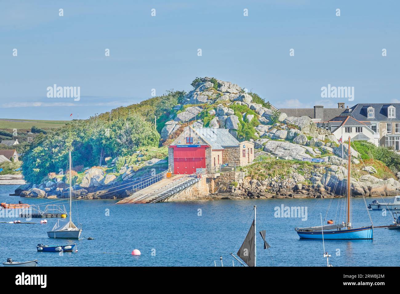 Ramp at the lifeboat station in St Mary's harbour, Hugh Town, Isles of