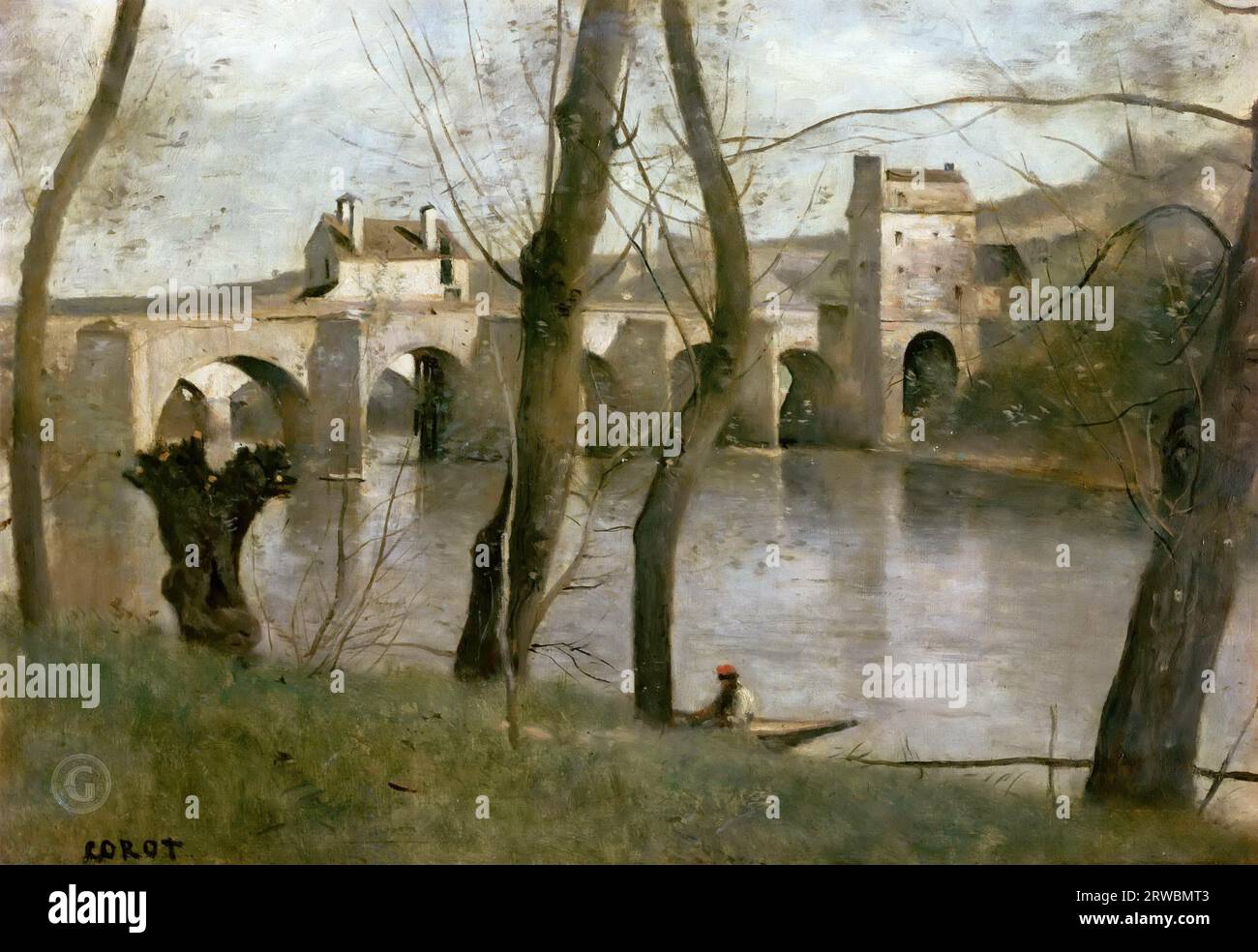 JEAN-BAPTISTE-CAMILLE COROT、海外版、超希少レゾネ Jean-Baptiste-Camille Corot -- The Bridge of Mantes 1868-70, 38х55