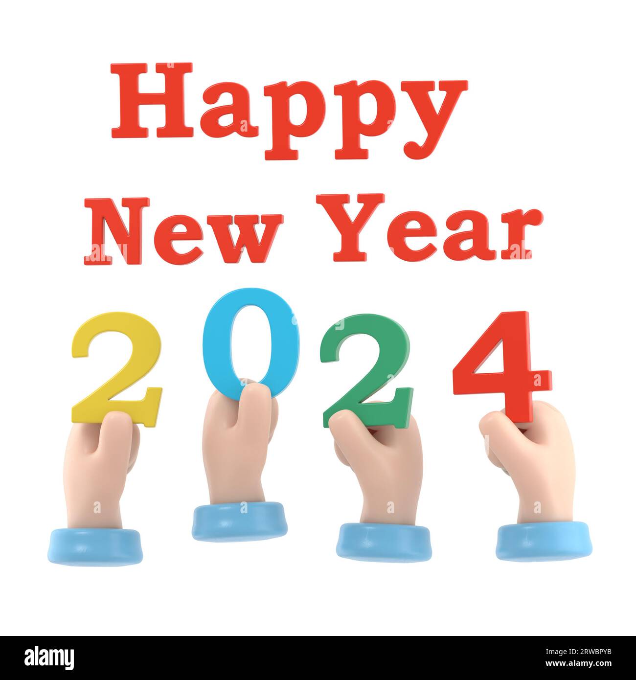 Happy New Year 2024. Team businessmen holding numbers 2024,and text