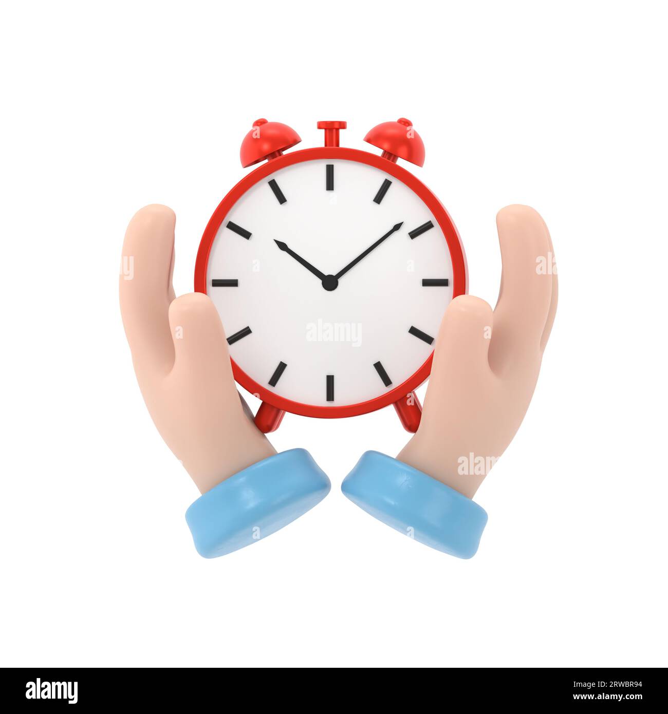 Protect time. Save time concept. Businessman in hands is holding a