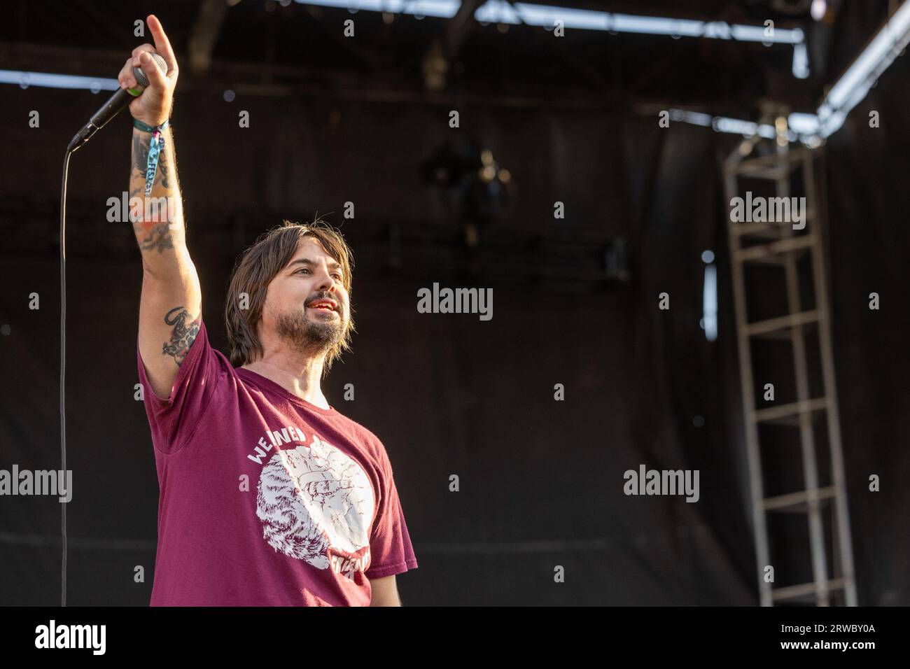 Chicago, USA. 17th Sep, 2023. Nate Barcalow of Finch during Riot Fest Music Festival on September 17, 2023, in Chicago, Illinois (Photo by Daniel DeSlover/Sipa USA) Credit: Sipa USA/Alamy Live News Stock Photo