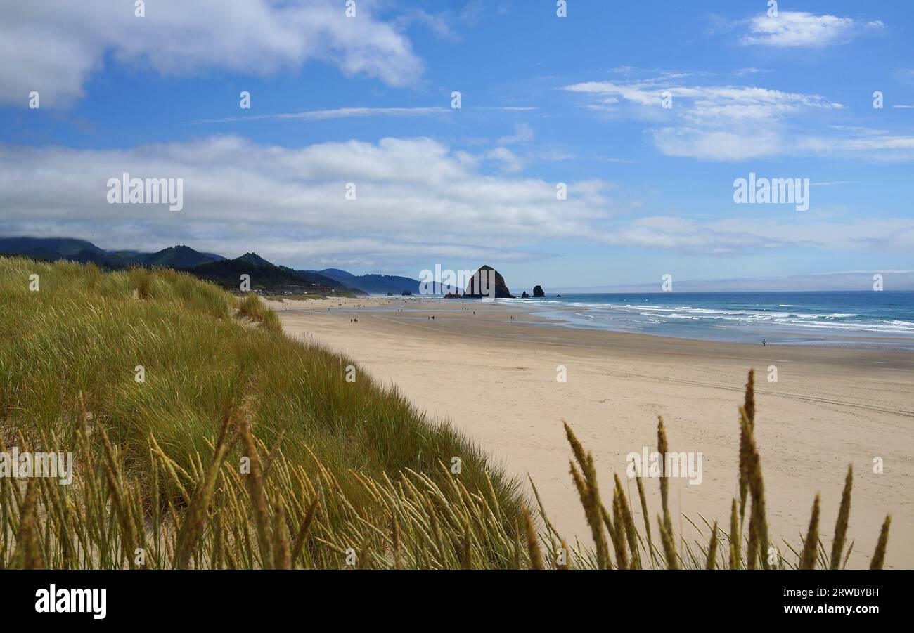 Haystack Rock, Cannon Beach, Oregon Coast Stock Photo