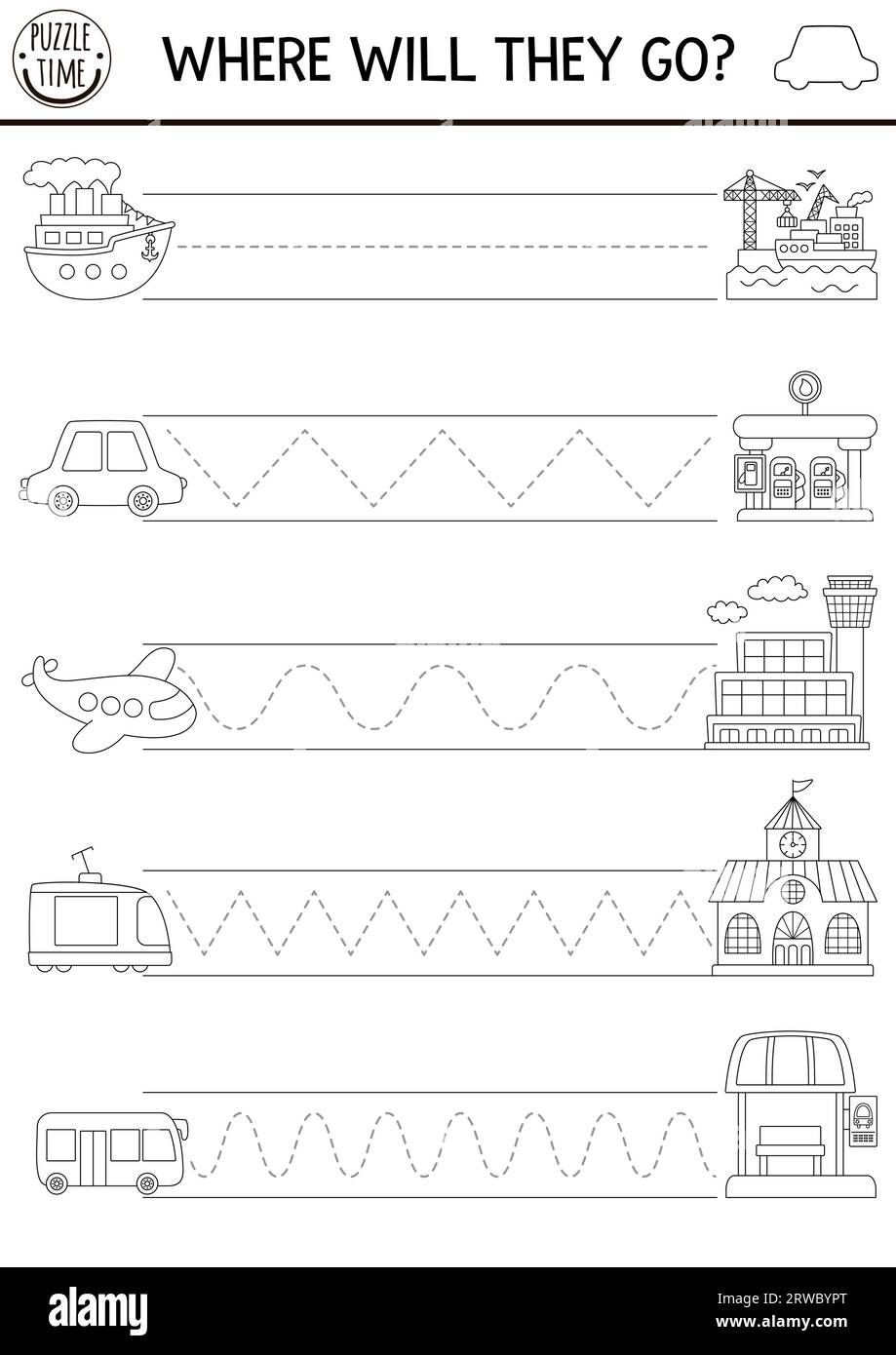 Vector transportation handwriting practice worksheet. Transport