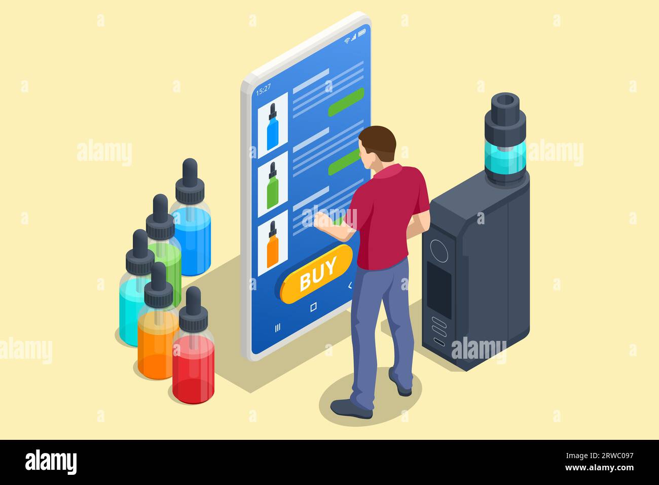 Isometric Modern Smoking Vaping And Nicotine E Cigarette Refills