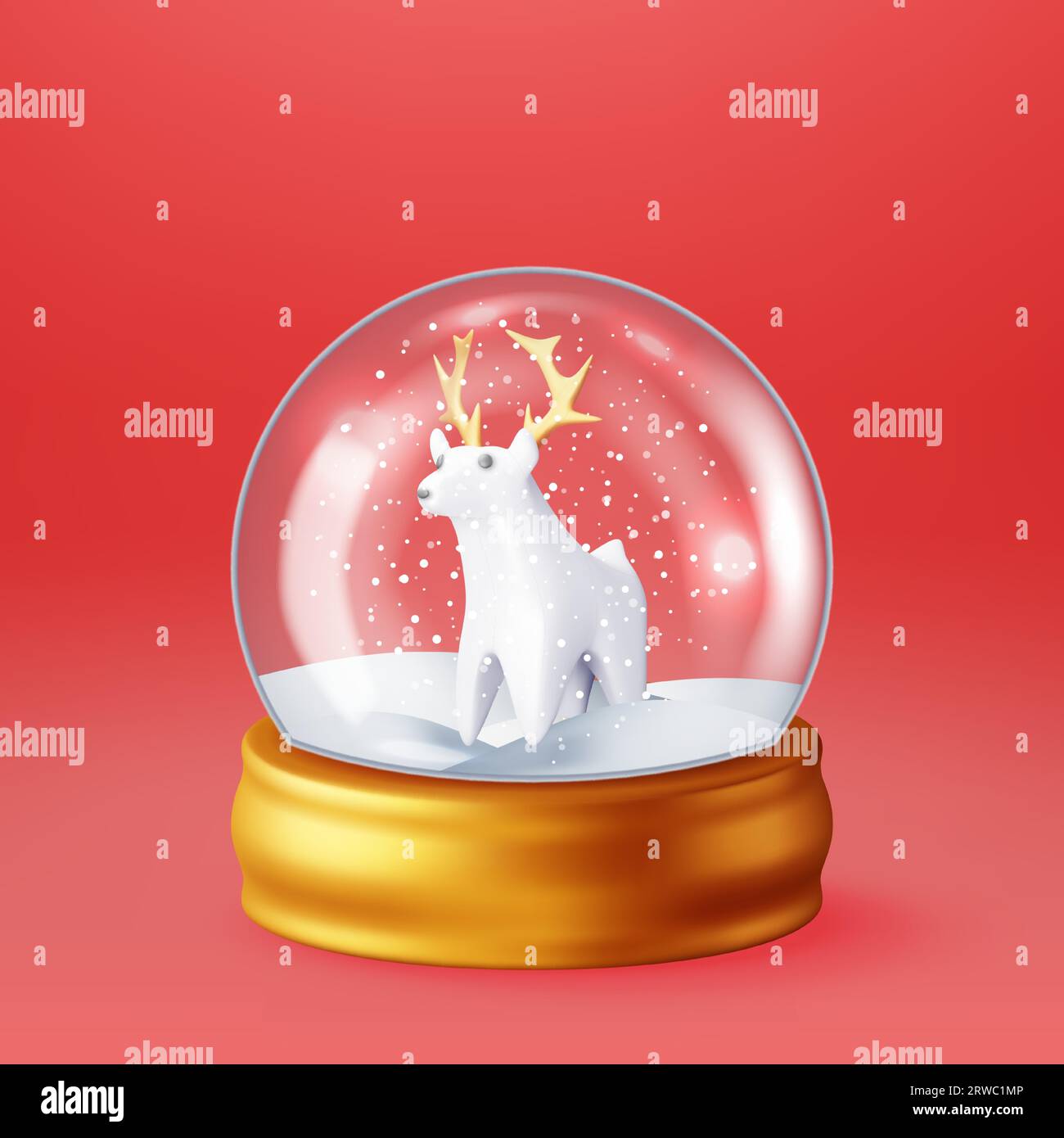 3D Glass Christmas Snow Globe with Deer Stock Vector Image & Art - Alamy