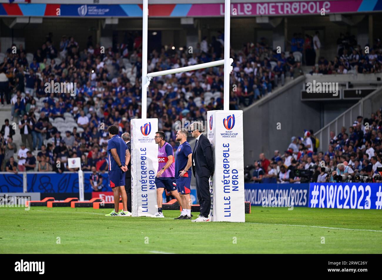 Coach Fabien Galthie during the Rugby union World Cup RWC 2023, Pool A match between France and Uruguay at Stade Pierre Mauroy on September 14, 2023 in Lille, France. Photo Victor Joly/DPPI Credit: DPPI Media/Alamy Live News Stock Photo