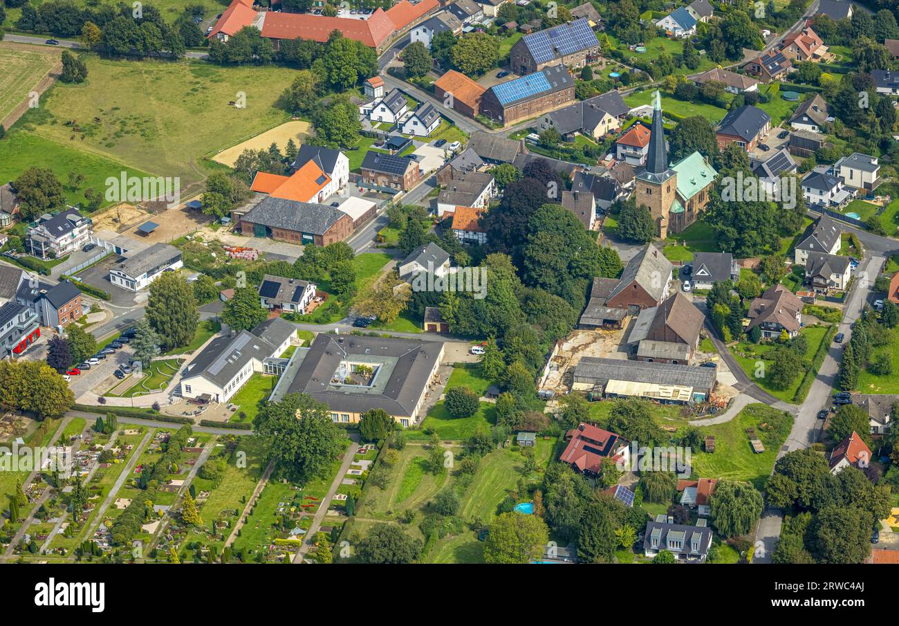Aerial view, town view Frömern with HansJürgenJanzenHaus nursing