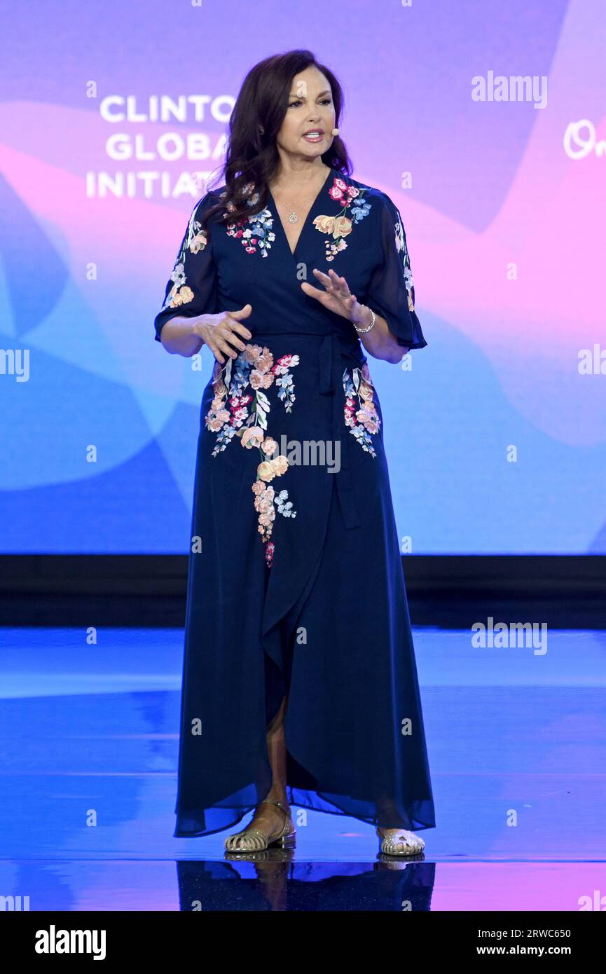 New York, USA. 18th Sep, 2023. Actress Ashley Judd speaks at the Clinton  Global Initiative 2023 Meeting held at the Hilton Hotel in New York, NY,  September 18, 2023. (Photo by Anthony