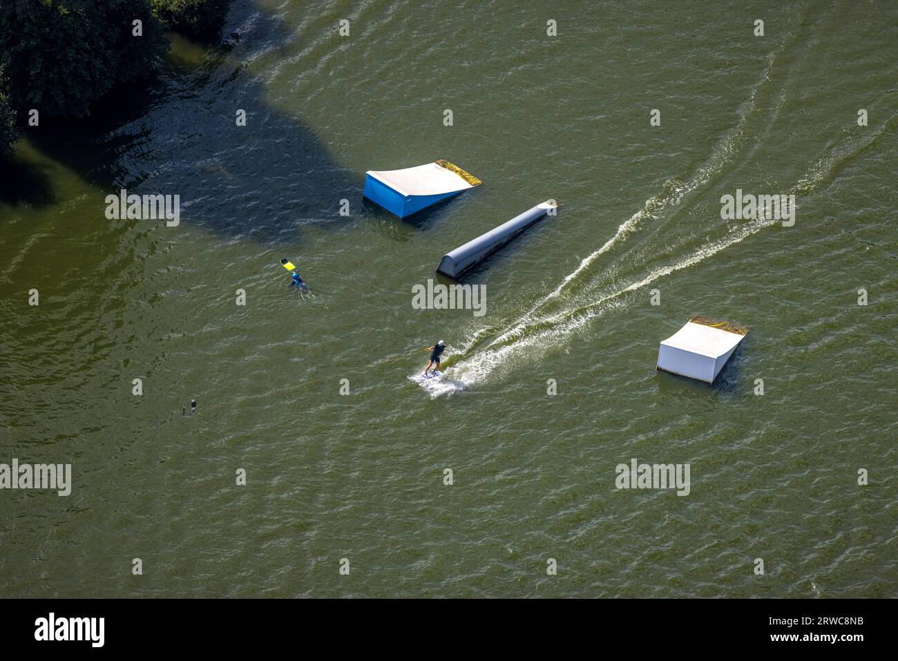 Aerial view, waterski Hamm, Uentrop, Hamm, Ruhr area, North Rhine-Westphalia, Germany, DE, Europe, Recreational Area, Recreation, Leisure center, Aeri Stock Photo