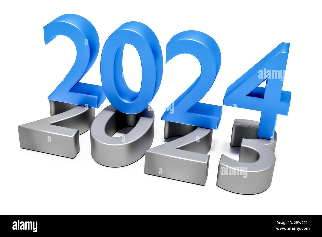 New year 2024 holiday concept. The number 2024 lies at 2023. 3d