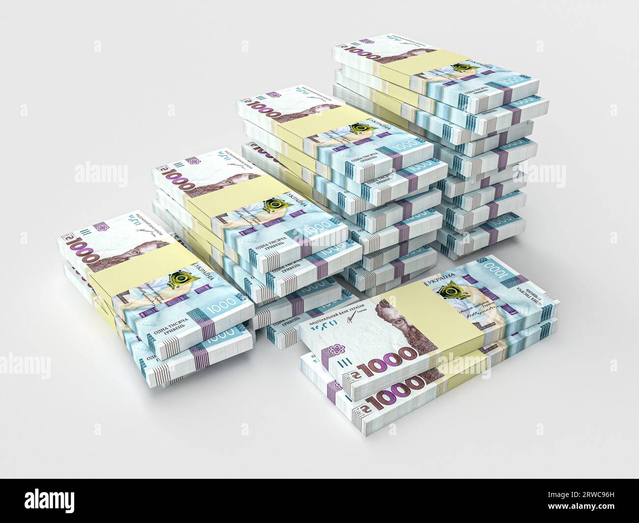 Ukrainian hryvnia. Stack of ukrainian money, currency hryvnia (grivna ...