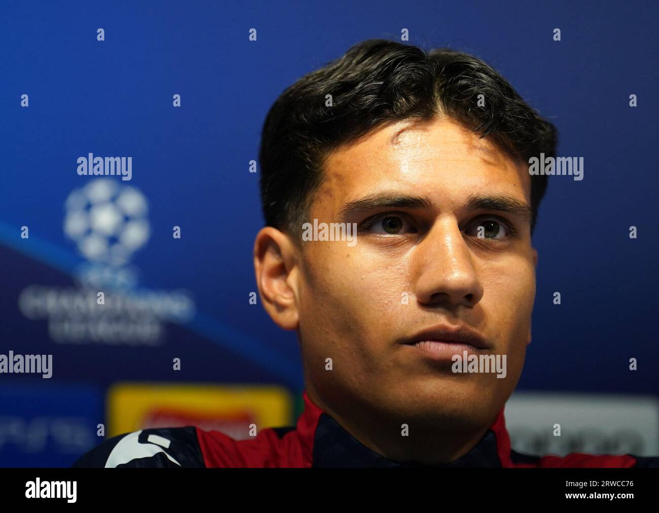 Red Star Belgrade's Marko Stamenic during a press conference at City Football Academy, Manchester. Picture date: Monday September 18, 2023. Stock Photo