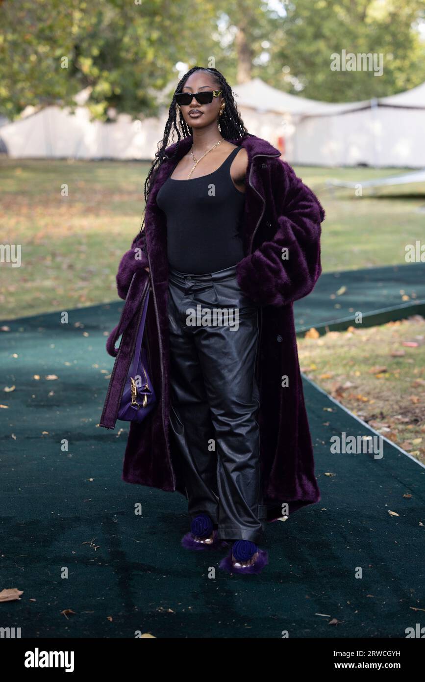 Tems poses for photographers upon arrival at the Burberry Spring Summer 2024 fashion show on Monday Sept. 18 2023 in London. Vianney Le Caer Invision AP Stock Photo Alamy