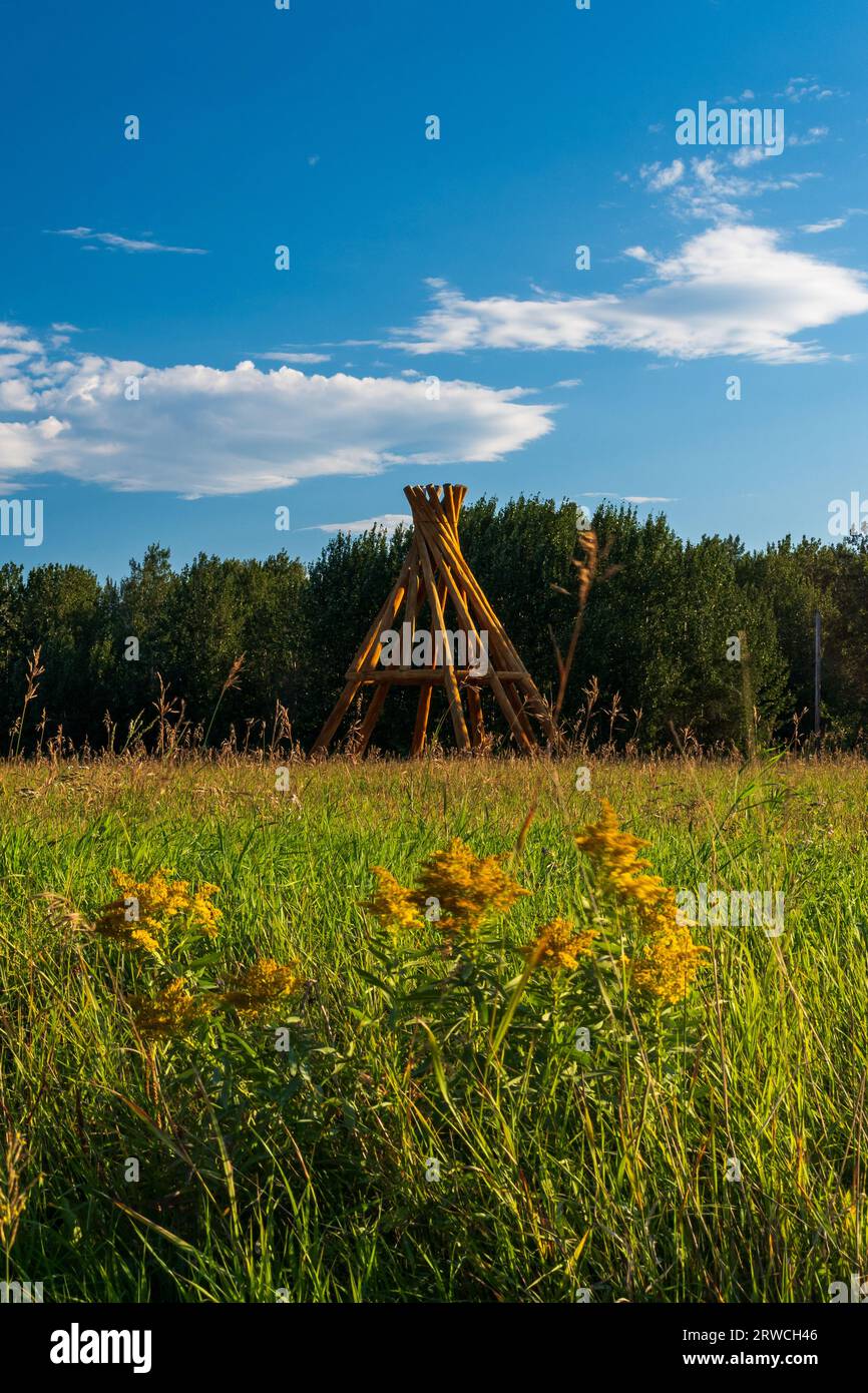 Fort Simpson, NT Canada 16 AUG 2022 The tallest wooden teepee in the