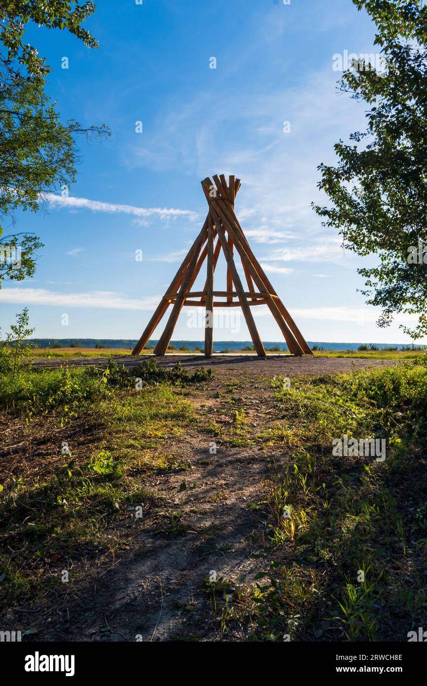 Fort Simpson, NT Canada 17 AUG 2022 The tallest wooden teepee in the