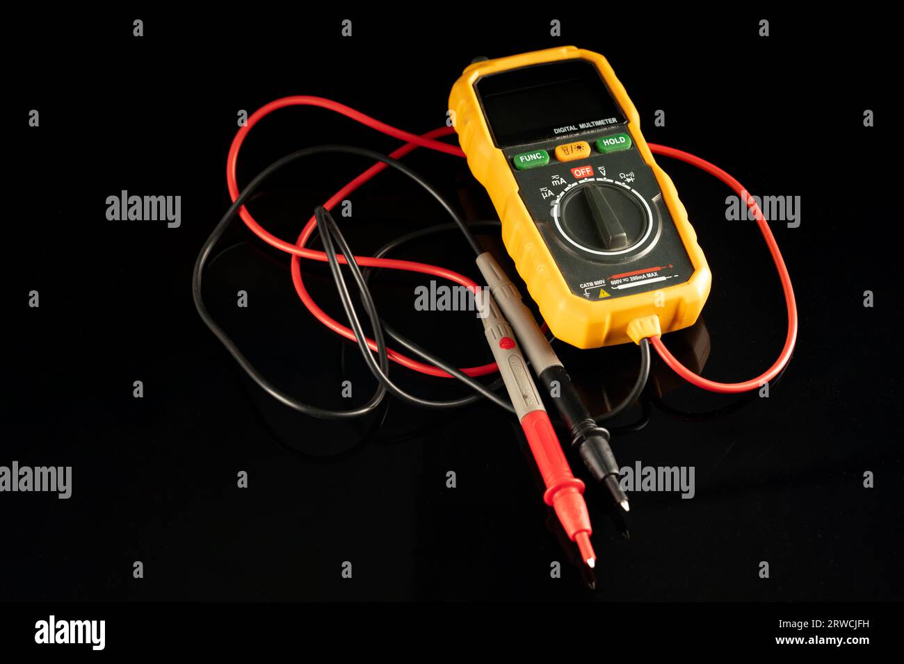 A digital multimeter device used to measure electrical values as