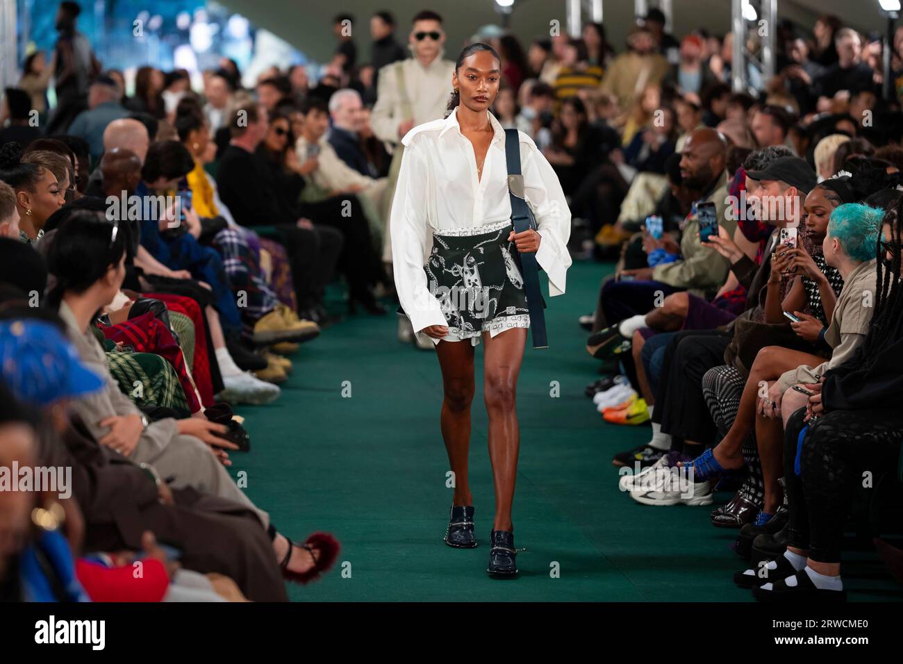 A model wears a creation for the Burberry Spring Summer 2024 fashion collection on Monday Sept. 18 2023 in London. Scott Garfitt Invision AP Stock Photo Alamy
