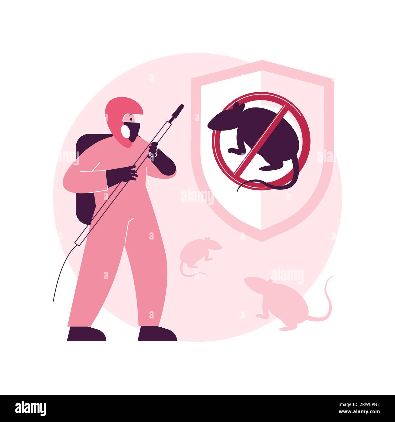 Rodents pest control service abstract concept vector illustration. Rodent control service, house proofing, rats trapping program, mice exterminator, 24 hour pest removal abstract metaphor. Stock Vector