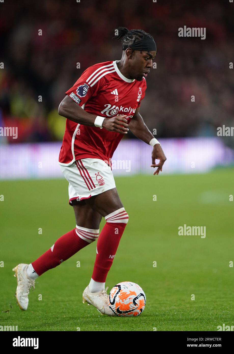 Nottingham Forest's Anthony Elanga during the Premier League match at City Ground, Nottingham. Picture date: Monday September 18, 2023. Stock Photo