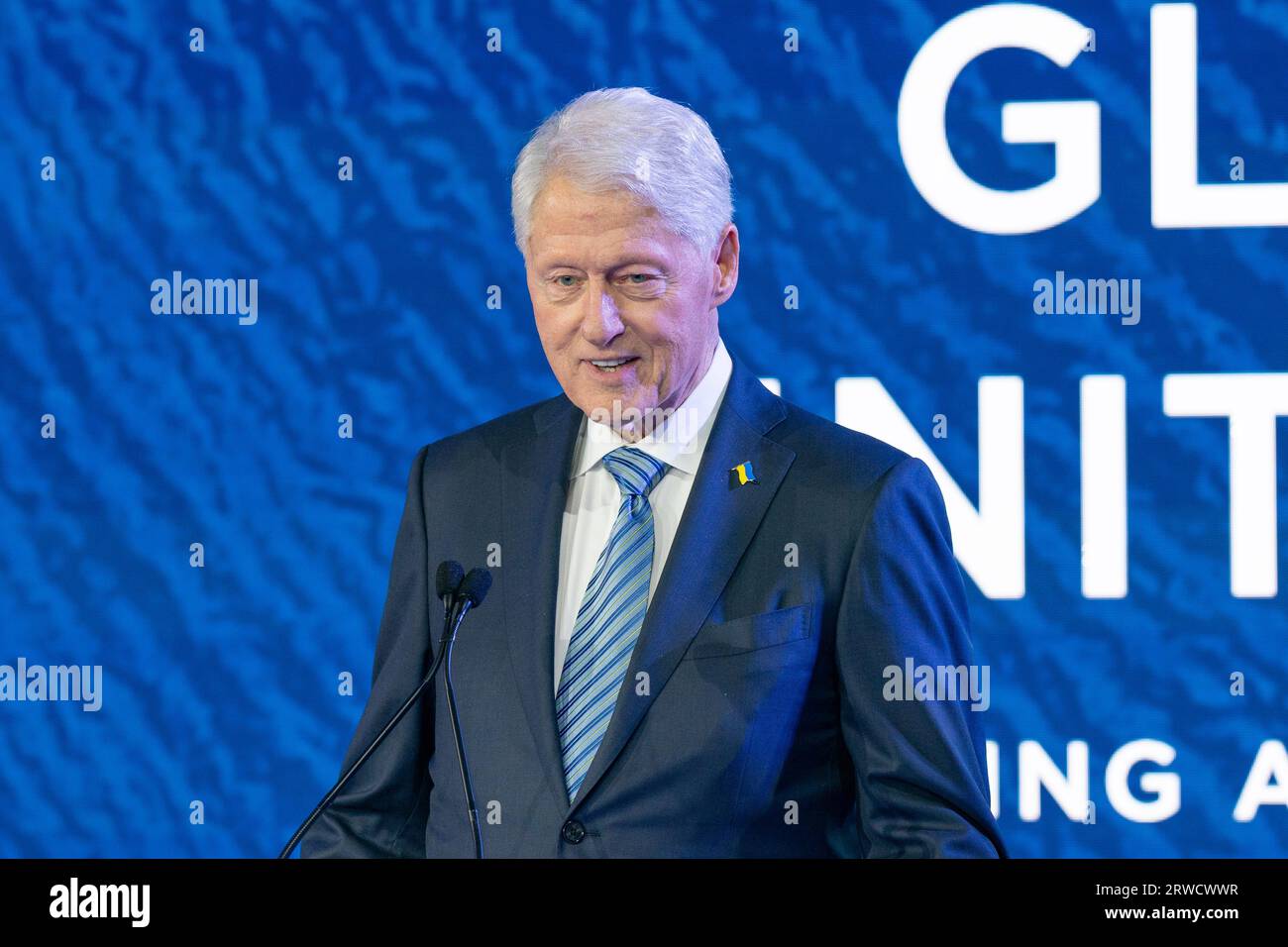 President Bill Clinton speaks during Keep Going session at Clinton Global Initiative summit in New York on September 18, 2023 Stock Photo