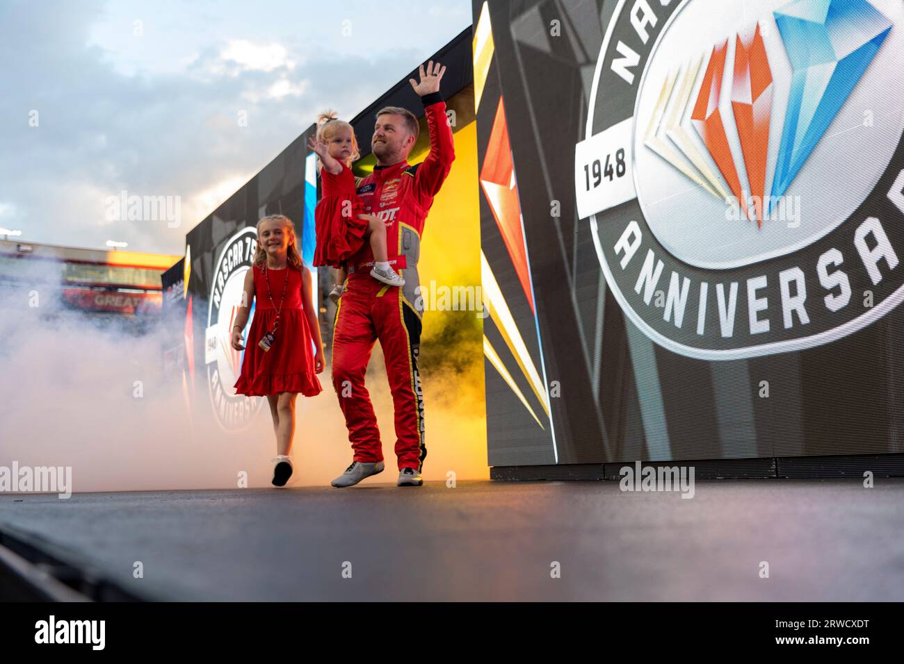 Bristol, TN, USA. 15th Sep, 2023. NASCAR Xfinity Series Driver Justin Allgaier (7) gets introduced for the Food City 300 at the Bristol Motor Speedway in Bristol TN. (Credit Image: © Logan T Arce Grindstone Media Gr/ASP) EDITORIAL USAGE ONLY! Not for Commercial USAGE! Stock Photo