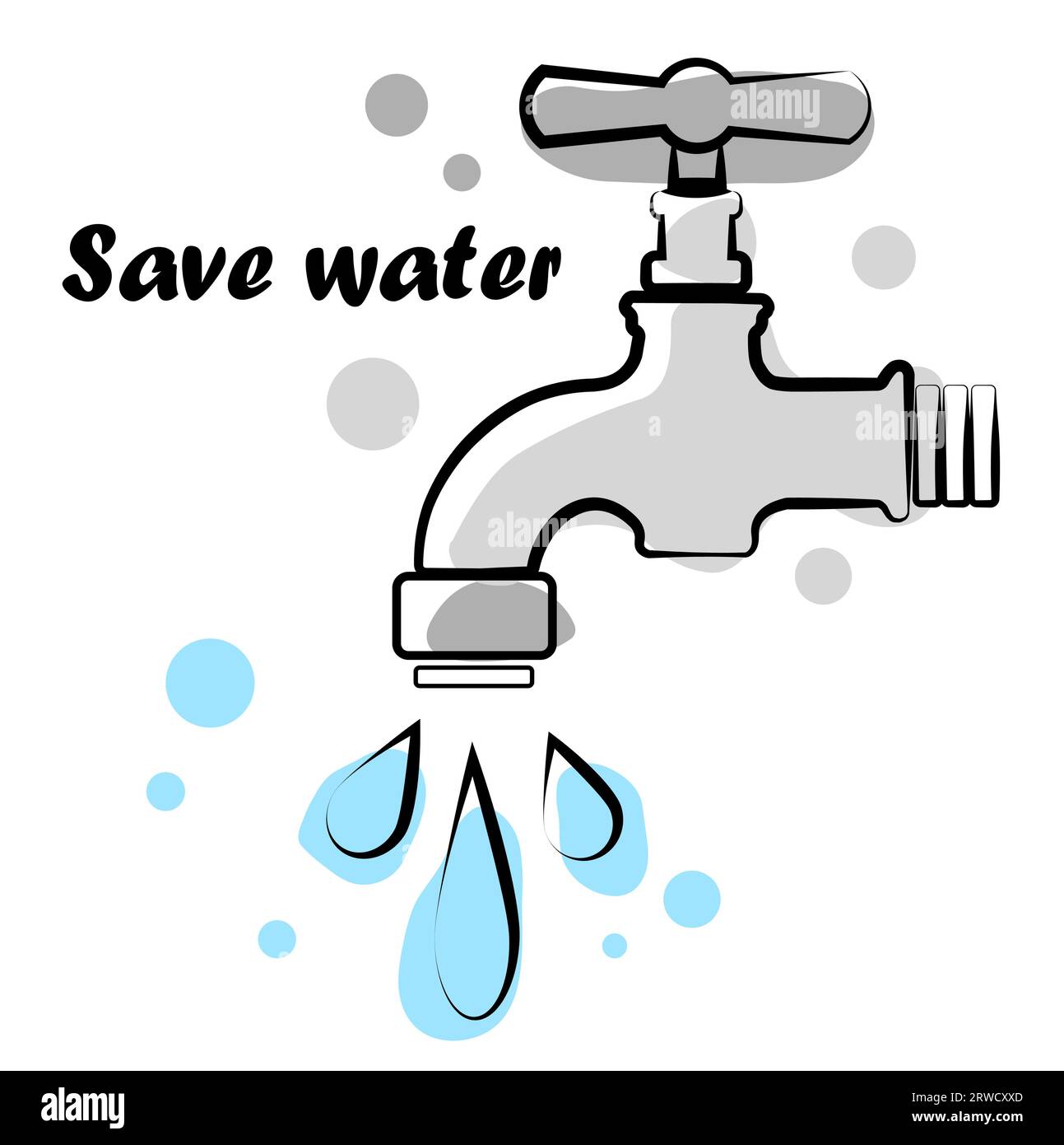 Water tap on white background Stock Vector