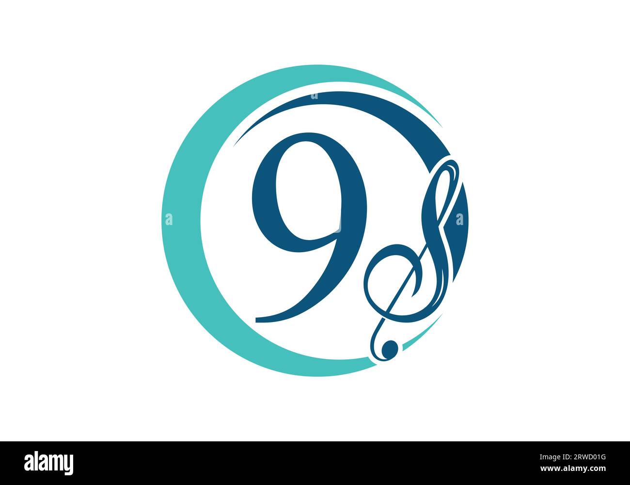 Initial Letter 9 with a musical note Logo. Musical sign symbol. Font ...