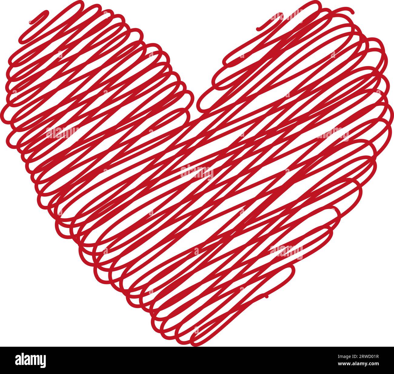 Heart drawn painted, brush hand different heart shapes, scribble doodle Stock Vector