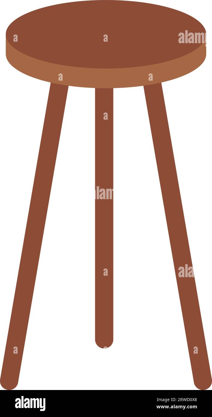 Three legged bar stool icon, wooden stool, stock illustration Stock
