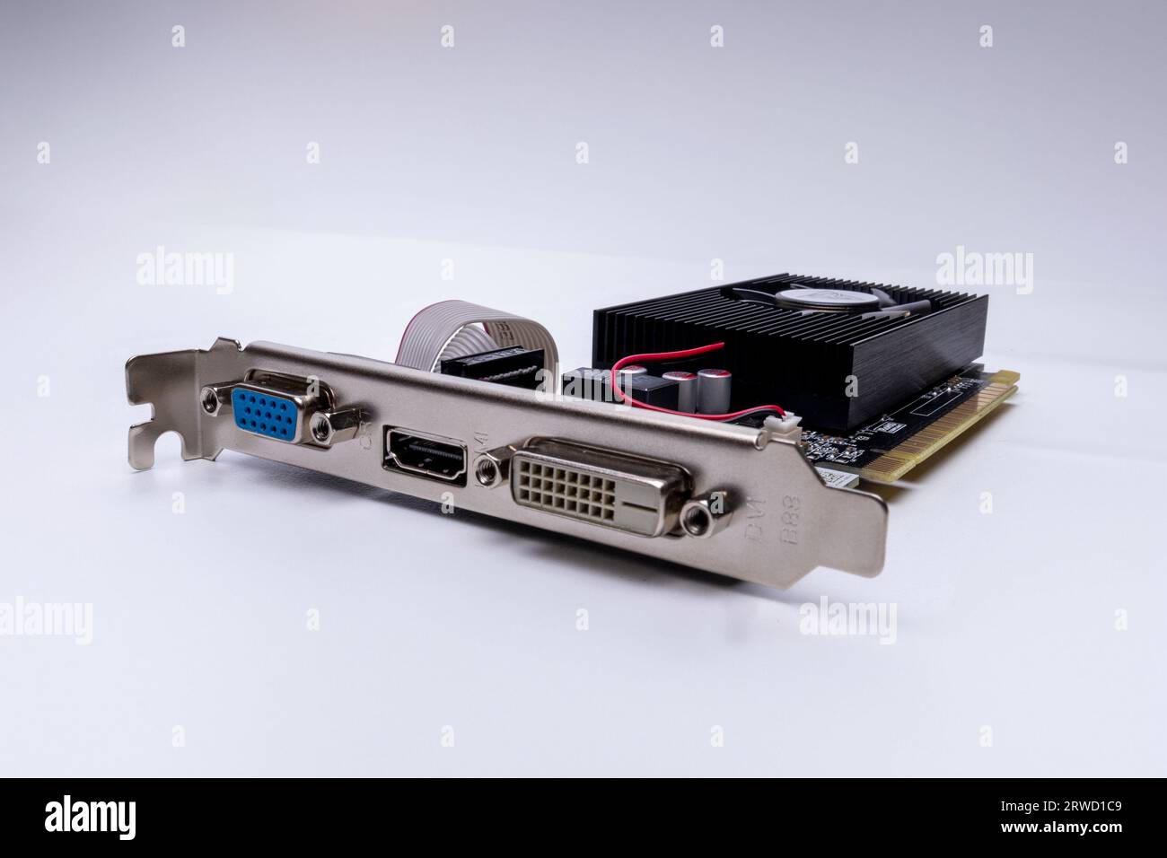 Video card for computer isolated on white. Stock Photo