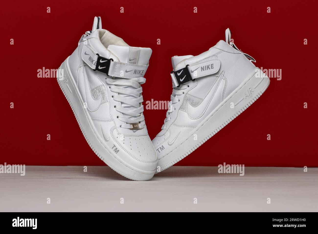 Louis Vuitton LVMH, Nike Air Sneakers, Special Collection, Red, Designer  sneakers Stock Photo - Alamy